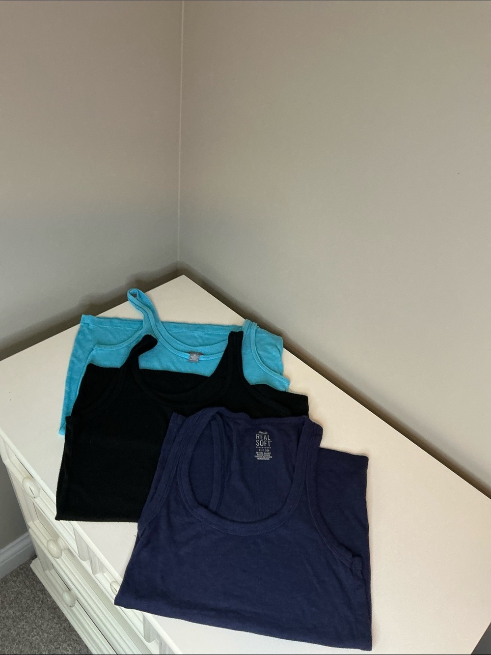 aerie Women's Tank Top Trio in Black, Navy and Bright Blue